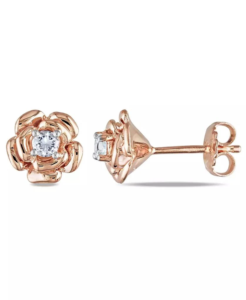 Macy
s Lab Grown White Sapphire (1/3 ct. t.w.) Flower Stud Earrings in 18k Rose Gold Over Silver