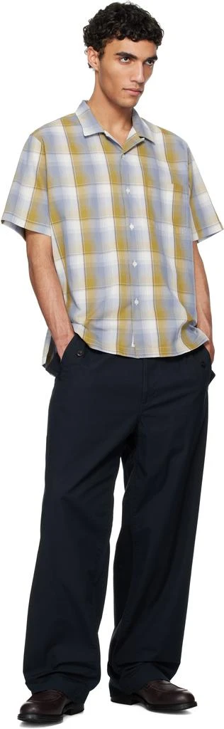 Nanamica Yellow & Blue Open Collar Pique S/S Shirt 4