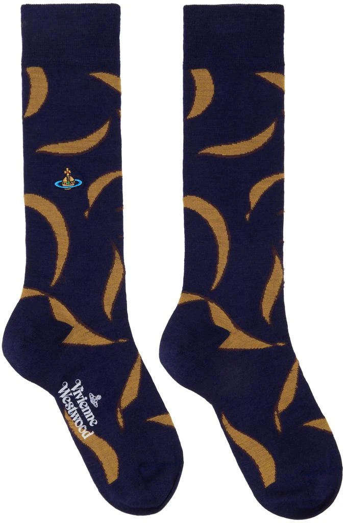 Vivienne Westwood Navy Medieval Texture Socks 1