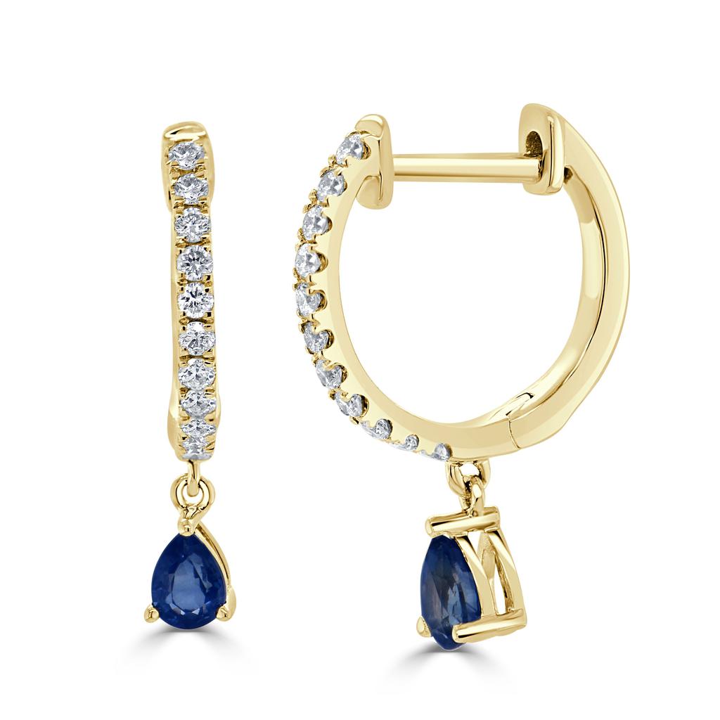 Sabrina Designs 14K Gold Diamond & Sapphire Pear Shape Drop Earring