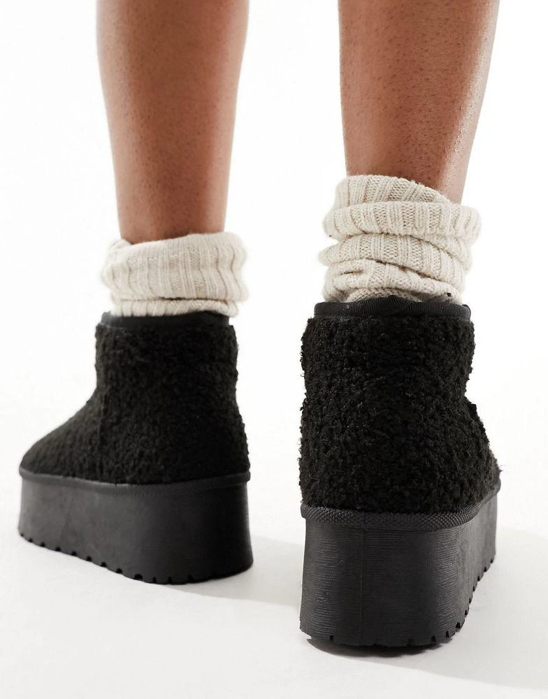 Truffle Collection Truffle Collection flatform ankle boots in black borg 3