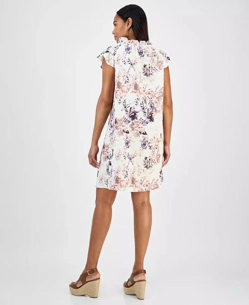 Robbie Bee Women's Printed Ruffle-Neck A-Line Dress 5