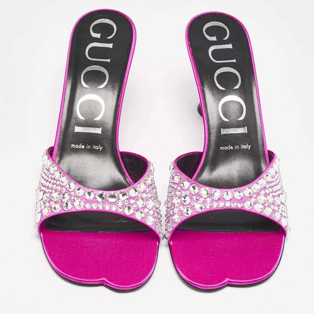 Gucci Gucci Pink Satin Galactica Crystal Embellished Slide Sandals Size 37 3