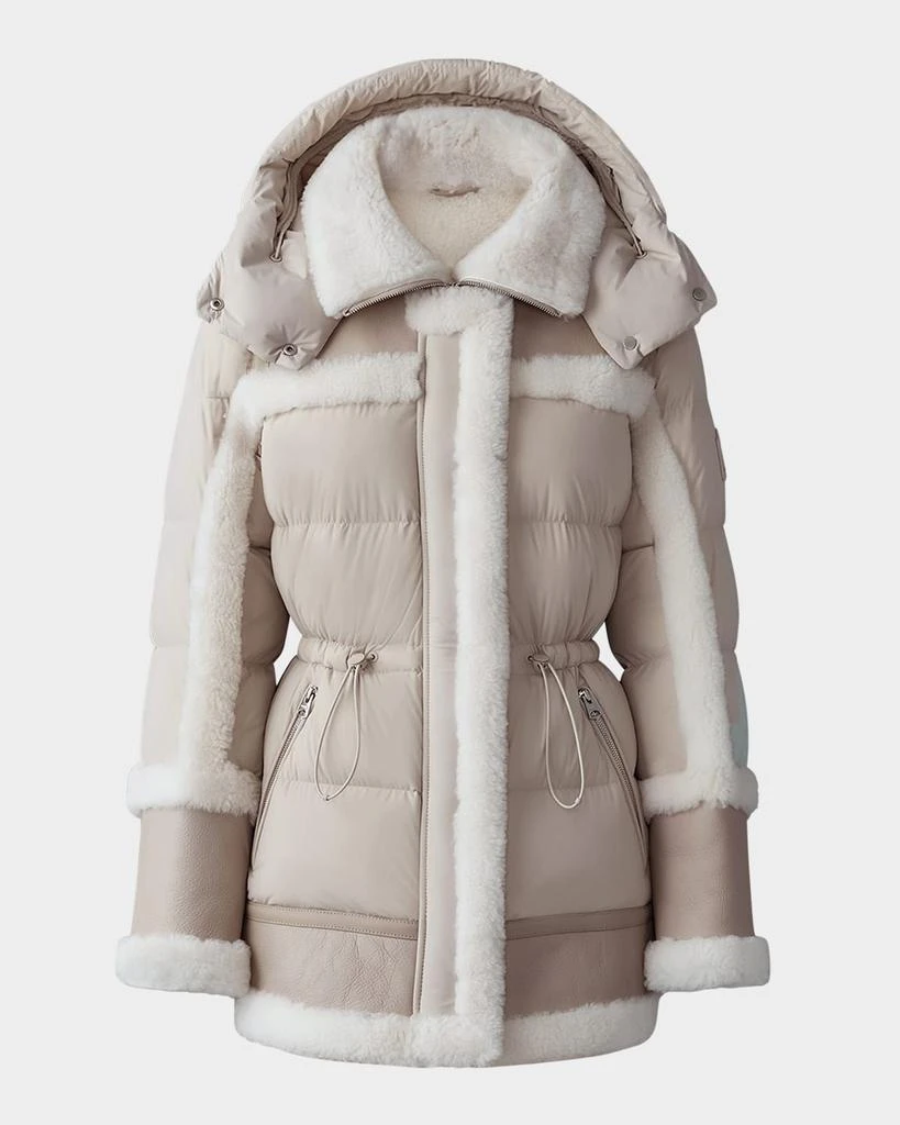 Mackage Lilibeth Mixed-Media Down Parka with Shearling and Leather 3