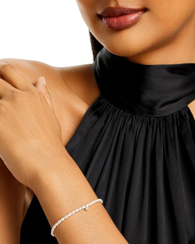 Zoe Chicco 14k Yellow Gold Cultured Pearl Bead 
Diamond Charm Bracelet 2