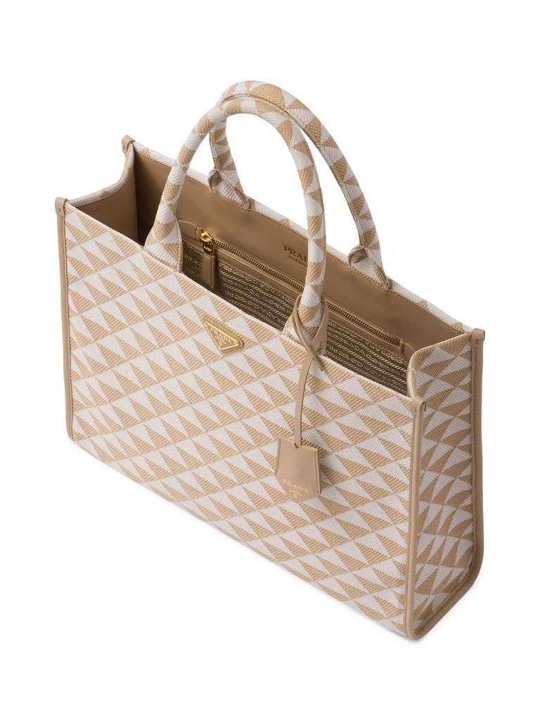 Prada Large Symbole Embroidered Fabric Handbag - Tote Bags