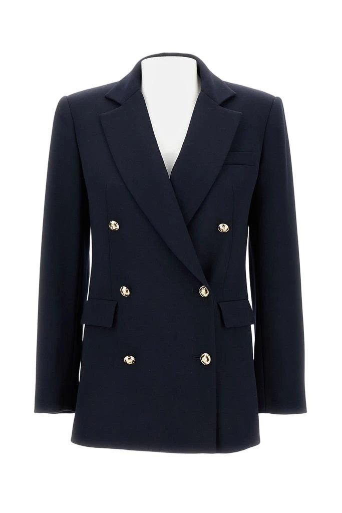 AFTERCOAT Double-Breasted Wool Blazer with Gold Buttons