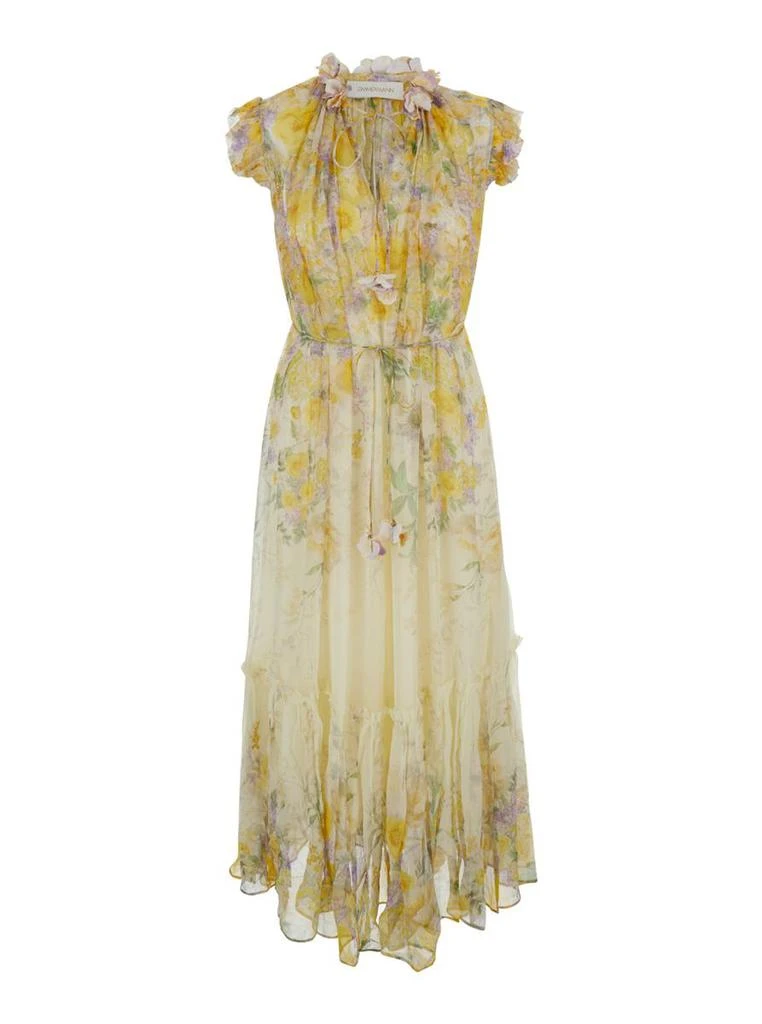 Zimmermann Yellow Long Dress With Floral Print In Viscose Woman 1