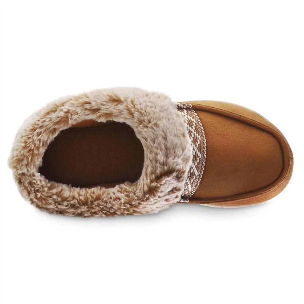 Isotoner Women's Recycled Microsuede And Faux Fur Hoodback Slipper In Cognac 3