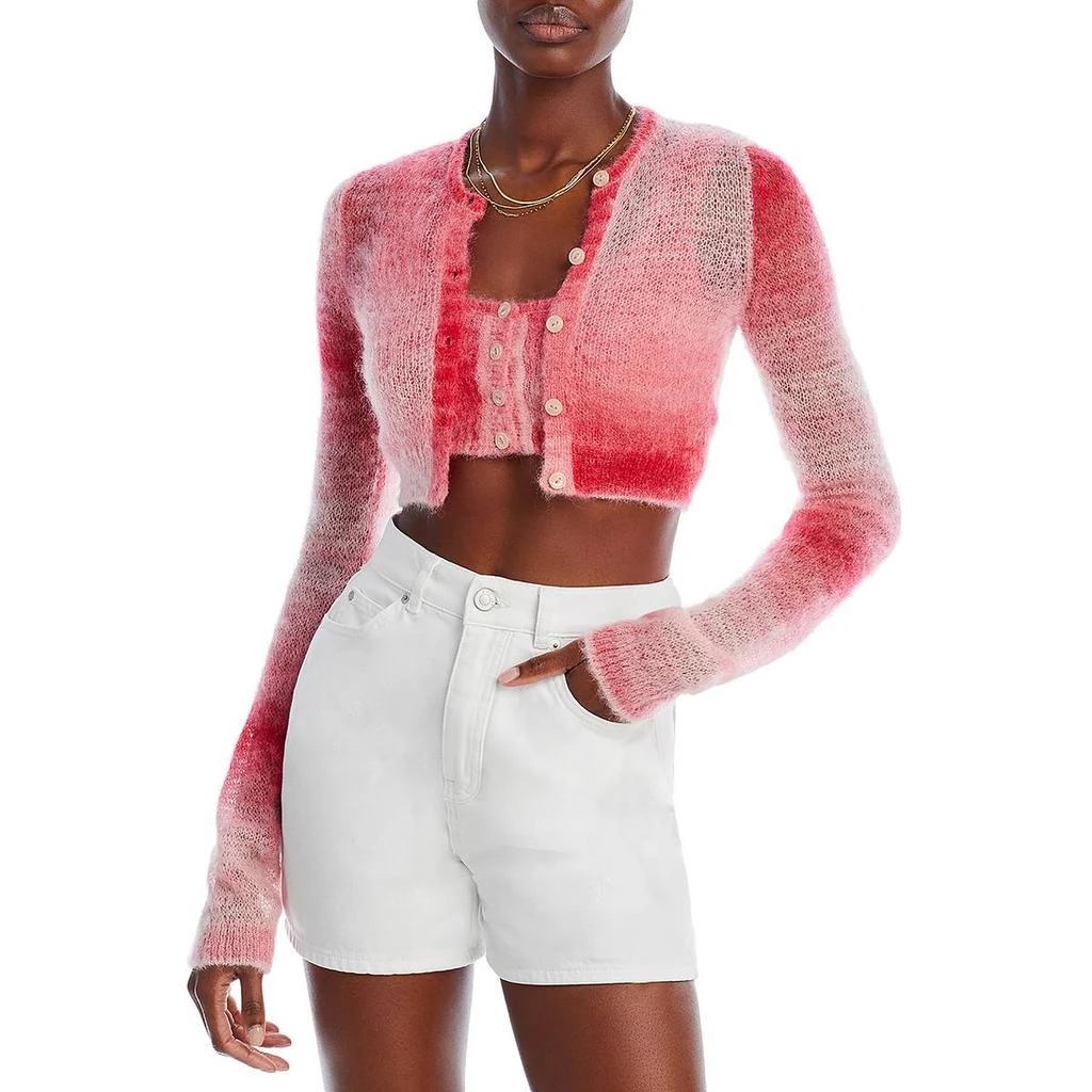 REDONE Womens Crop Alpaca Cardigan Sweater 3
