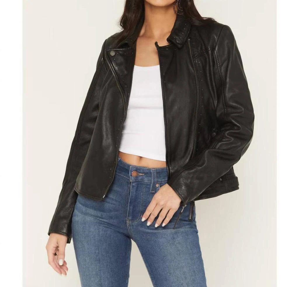 MAURITIUS Mauritius - Leather Studded Motorcycle Jacket