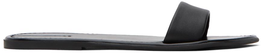 サンダル・ミュール THE ROW Black Beach Slide Sandals F1386SPN60 BLK The Row Black Beach Sandals - Shoes - BeyondStyle