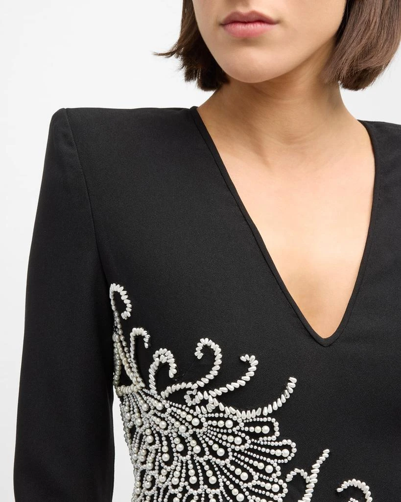 Naeem Khan Embellished Mini Dress with Shoulder Pads 7