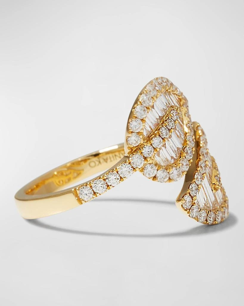 Anita Ko 18k Gold & Diamond Medium Leaf Ring, Size 7 4