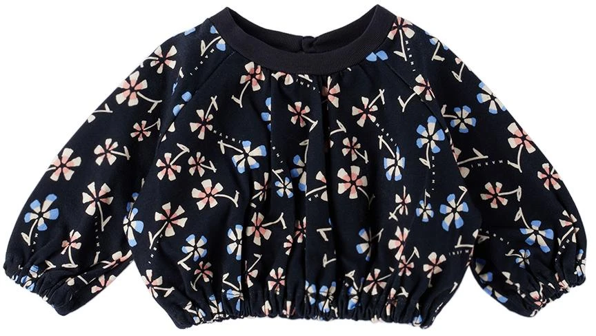 Marni Baby Navy Floral Print Sweatshirt 1