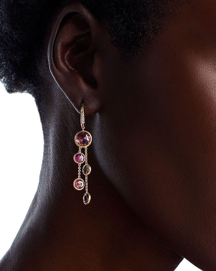 Marco Bicego 18K Yellow Gold Jaipur Color Pink Tourmaline & Diamond Cascading Drop Earrings - Exclusive