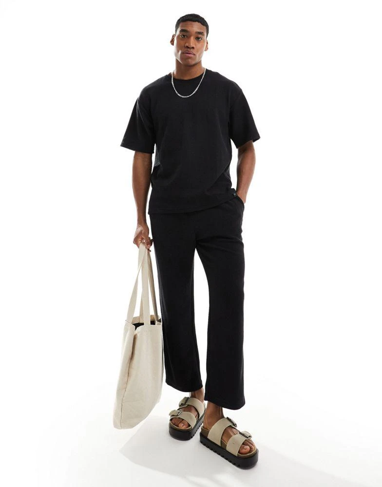 Pull&Bear Pull&Bear textured co-ord trouser in black 1