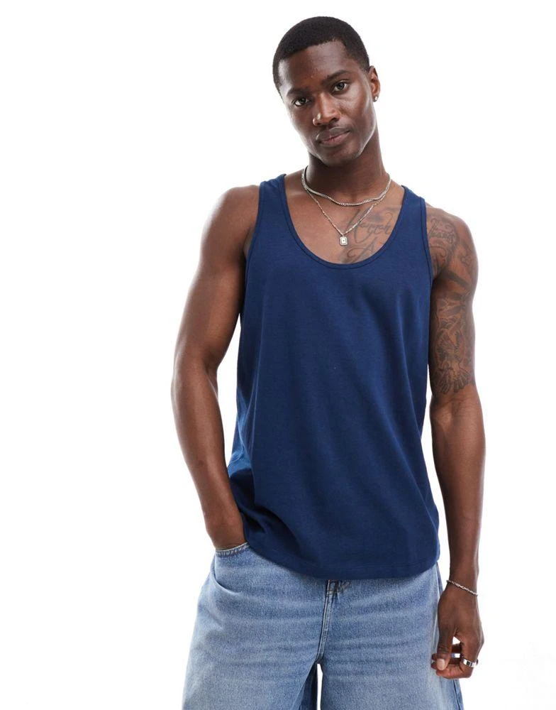 ASOS ASOS DESIGN heavyweight vest in navy 1
