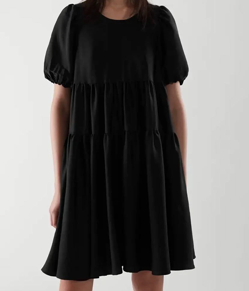 cos Tiered dress with puff sleeves 4