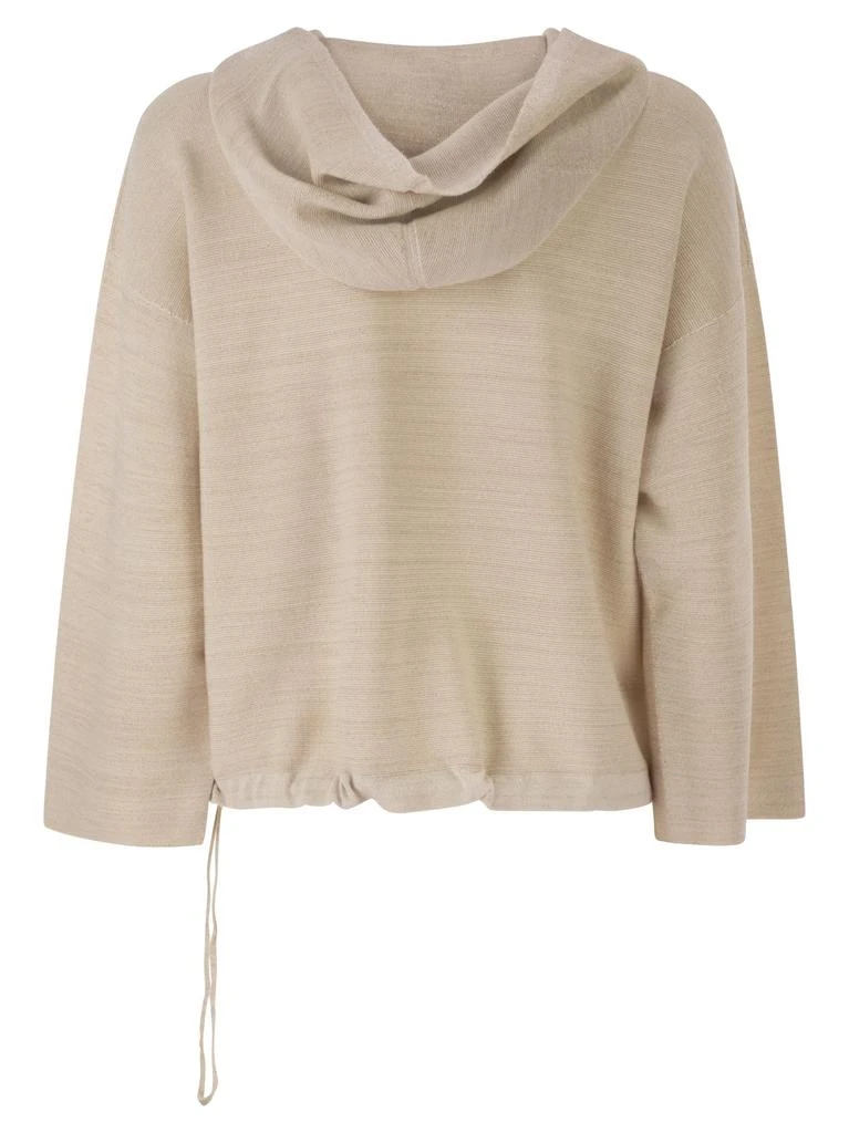 Fabiana Filippi Hooded Jumper In Wool And Cotton With Links Stitch 2
