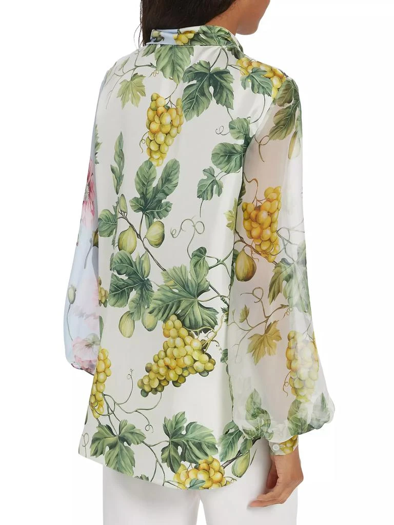 Oscar de la Renta Floral Silk Tieneck Blouse 4