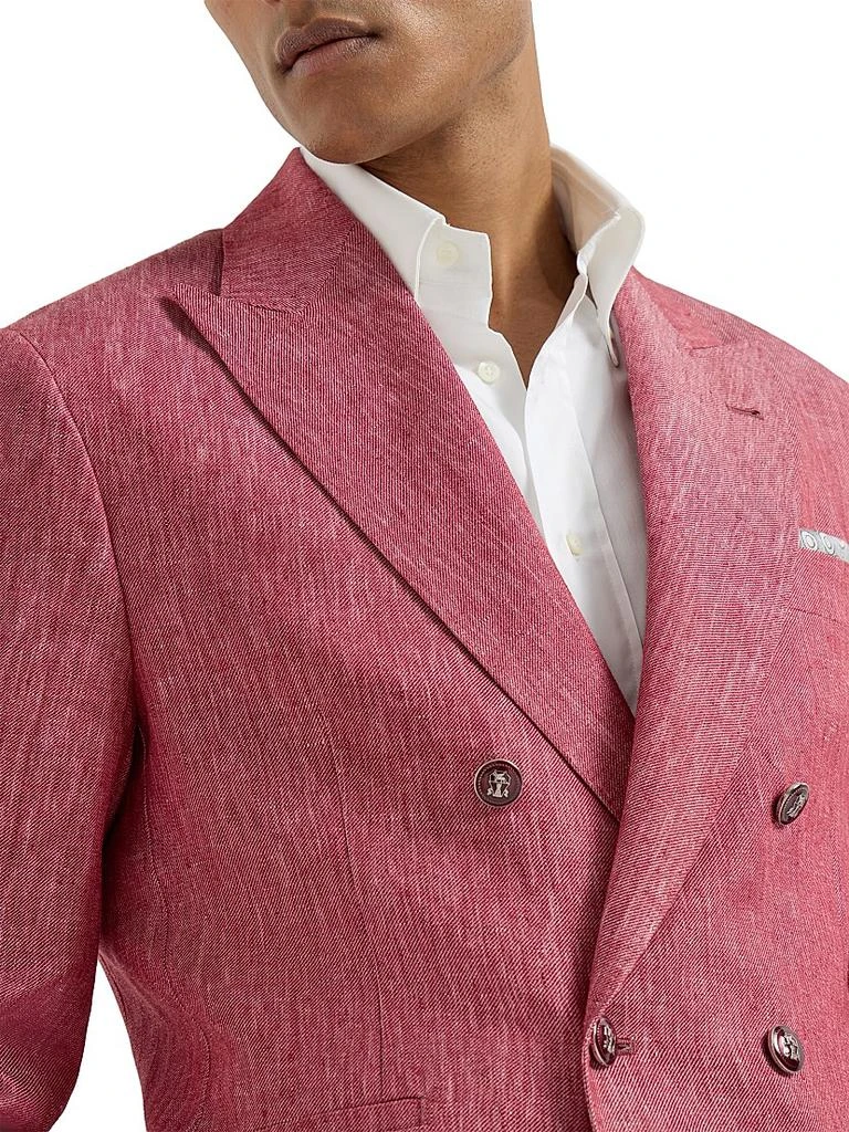 Brunello Cucinelli Linen Denim One and A Half Breasted Deconstructed Blazer with Metal Buttons 4