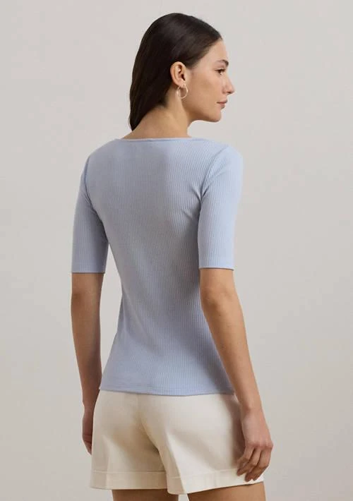 Ralph Lauren Ralph Lauren Rib Knit Cotton Blend Elbow Sleeve T Shirt 2