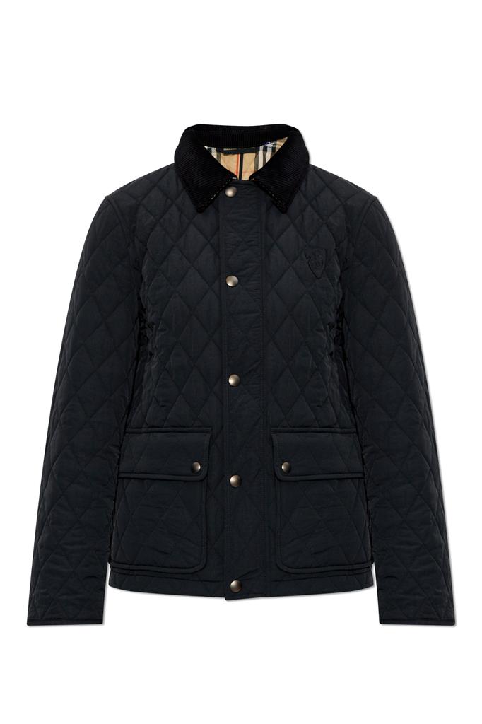 Burberry♦corduroy-collar quilted cropped jacket BURBERRY Corduroy Collar Diamond Quilted Cropped Barn Jacket