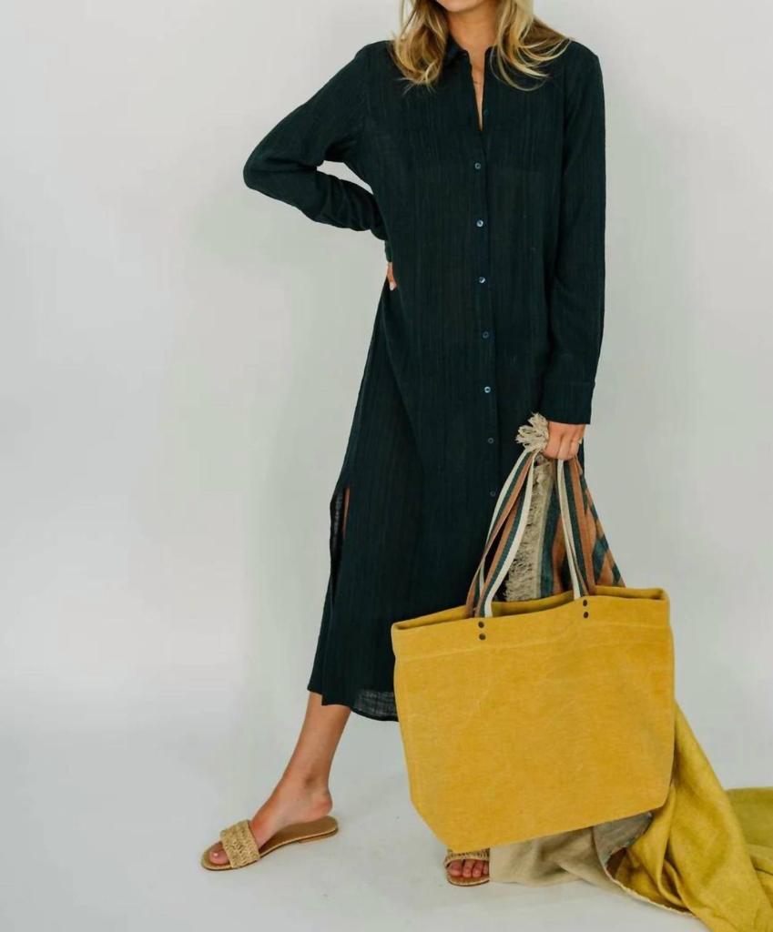 LENNY NIEMEYER Cotton Texture Dress In Deep Blue