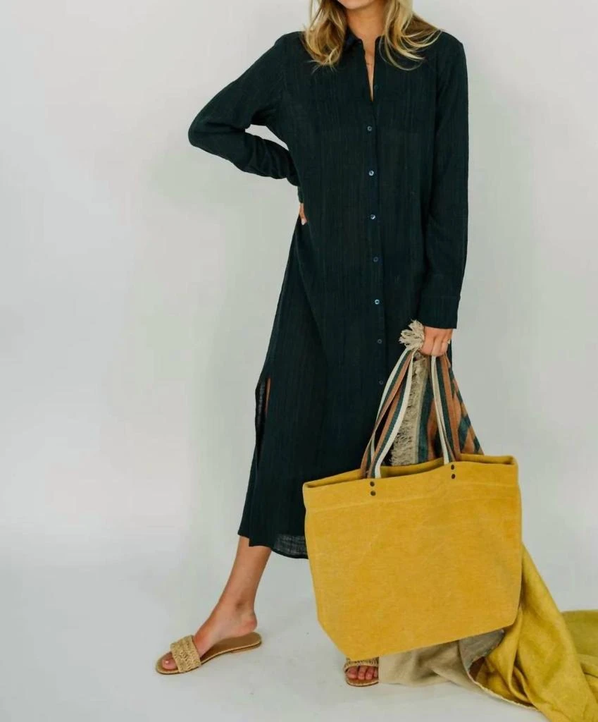 LENNY NIEMEYER Cotton Texture Dress In Deep Blue 1