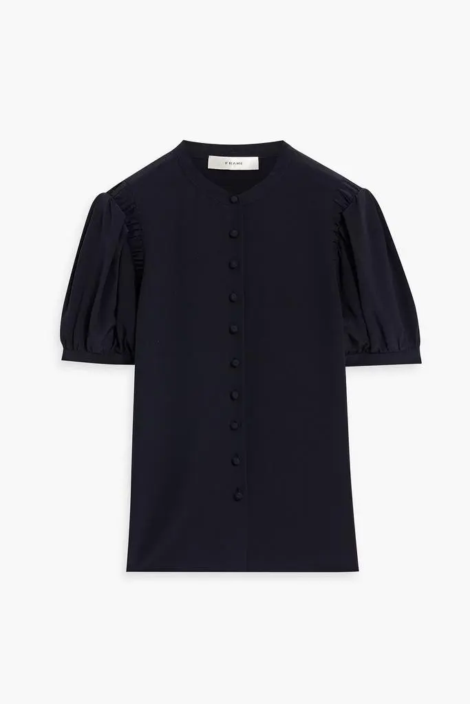 FRAME Gathered silk crepe de chine top