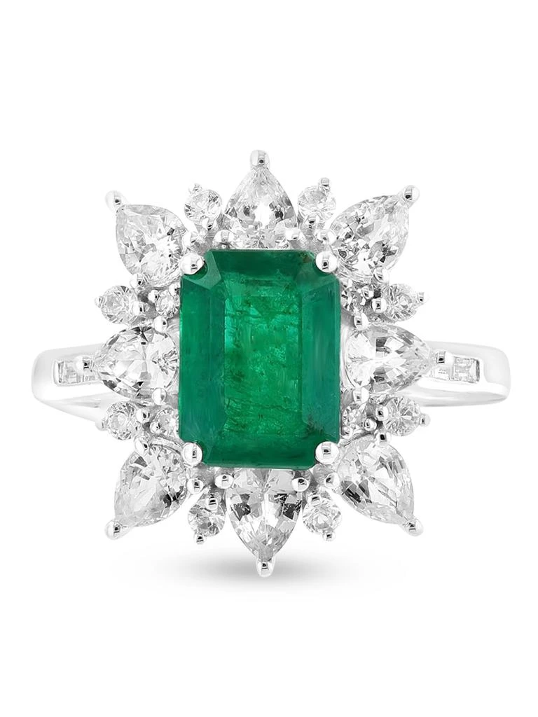 Effy 14K White Gold, Emerald, White Sapphire 
0.09 TCW Diamond Ring 4