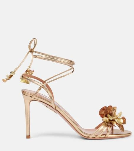 Aquazzura Summer Sun 85 metallic leather sandals 4