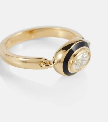 Melissa Kaye Lenox Reign 18kt gold ring with enamel and diamonds 3