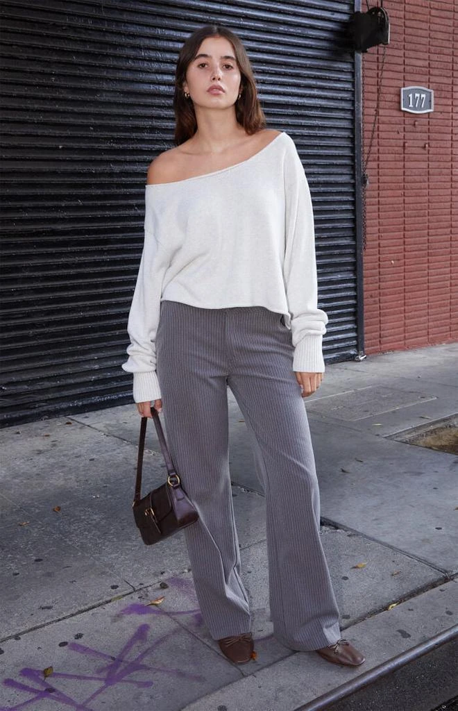 John Galt Gray Off-The-Shoulder Sweater 4