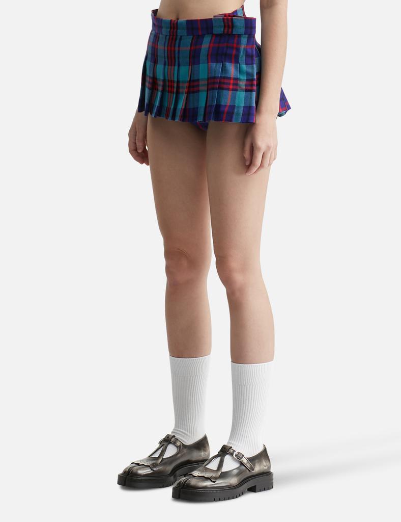 pushBUTTON Check Side Folded Pleats Skort