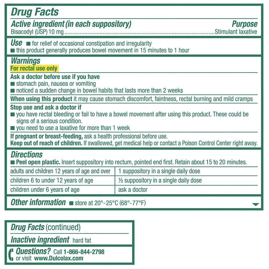 Dulcolax Medicated Stimulant Laxative Suppositories 4