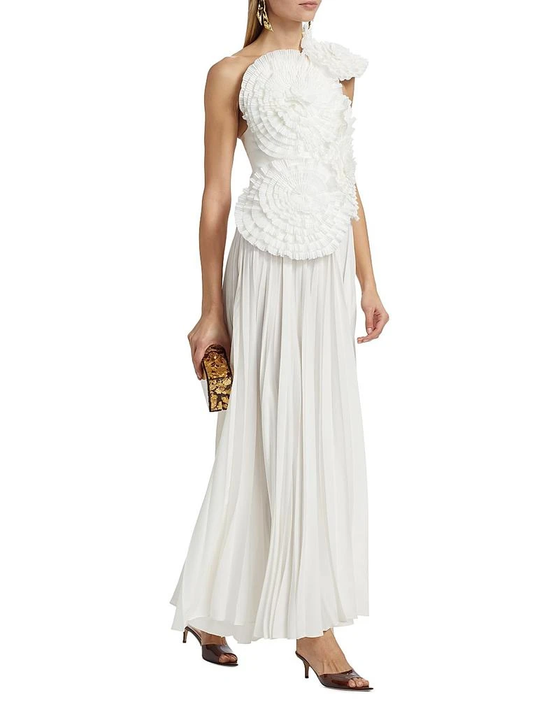 open lace back dress Acler silver one shoulder ruffle layered strappy dress - BOPF