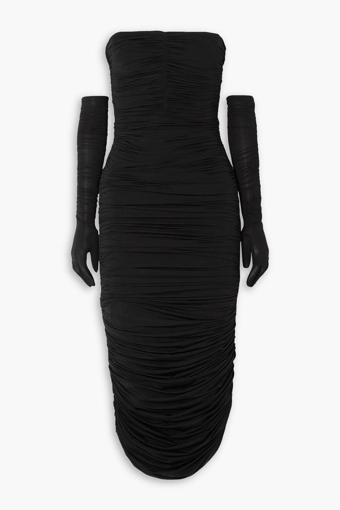 Alex Perry Haynes strapless ruched stretch-jersey midi dress and gloves set