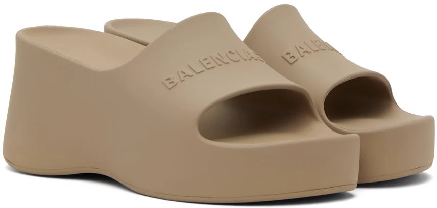 Balenciaga Taupe Chunky Wedge Sandals 4