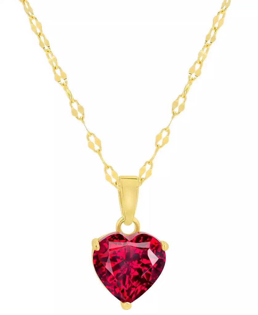 Macy's Lab Grown Ruby Heart 18" Pendant Necklace (2-1/4 ct. t.w.) in 14k Gold-Plated Sterling Silver