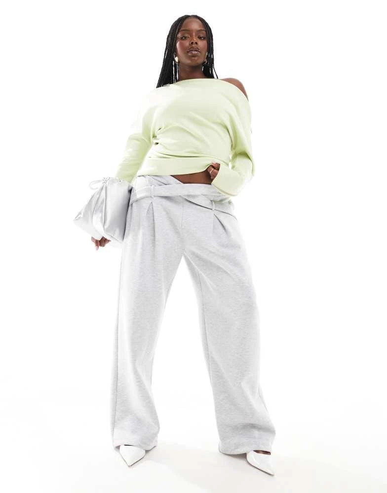 ASOS ASOS DESIGN Curve tailored crossover wide leg jogger in grey 1