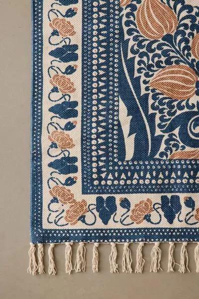 Urban Outfitters Art Deco Tulip Floral Printed Rug 5