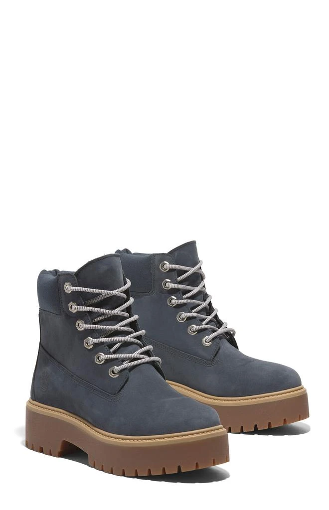 Timberland Women's Dark Blue Nubuck Stone Street 6inch Lace-Up Waterproof Boots 4