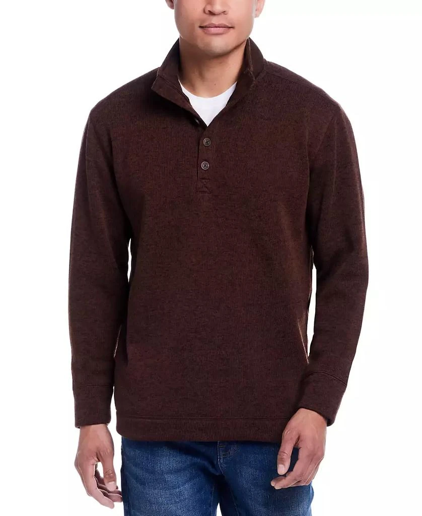 Weatherproof Vintage Men's Quarter Button Pullover Ribbed Fleece Sweater 1