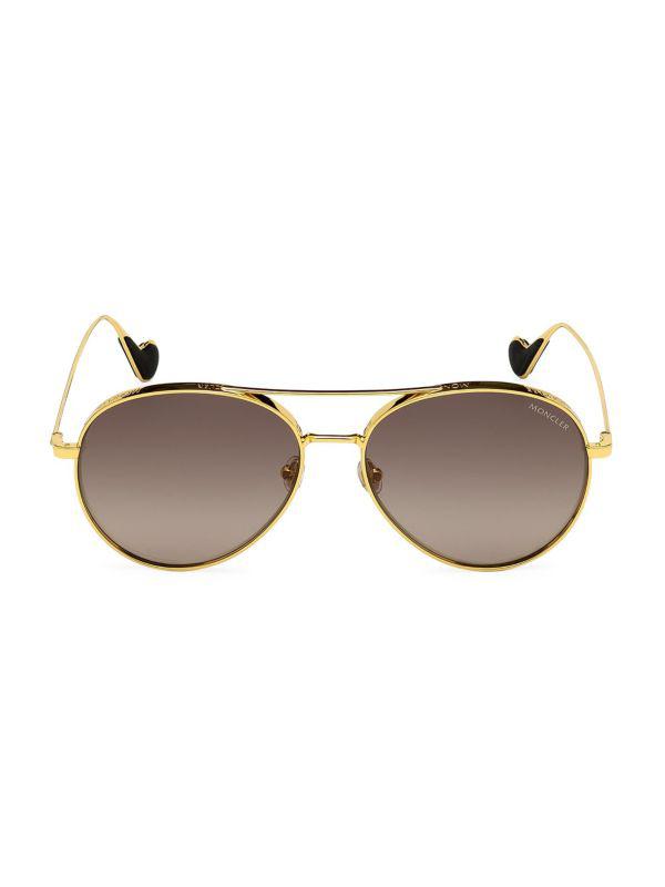 Moncler Heart-Temple Metal Pilot Sunglasses