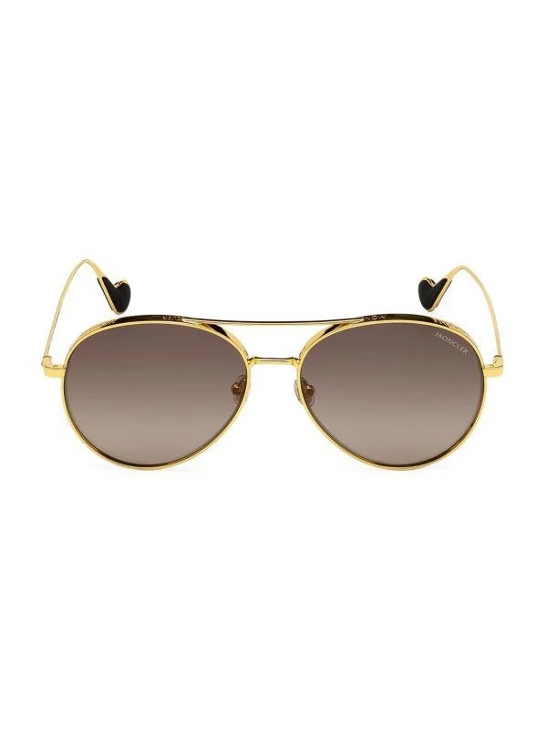 Moncler Heart-Temple Metal Pilot Sunglasses 1