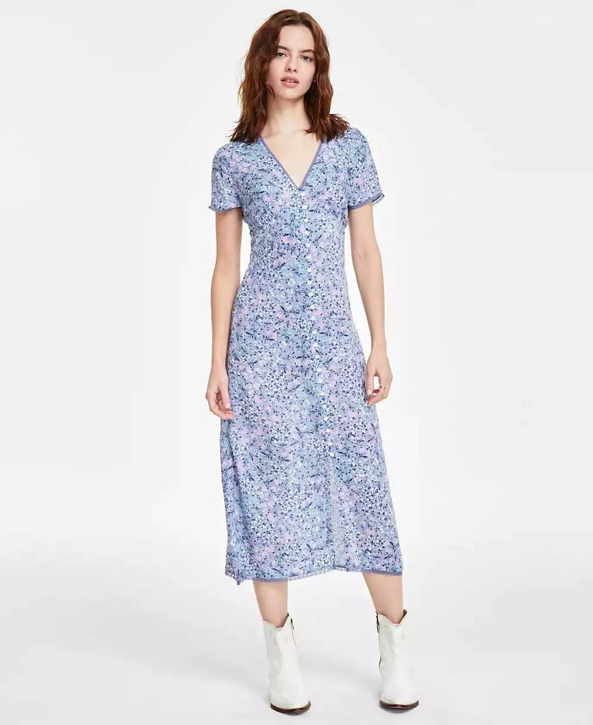 Lucky Brand Women's Lace-Trim Floral Midi Dress 1