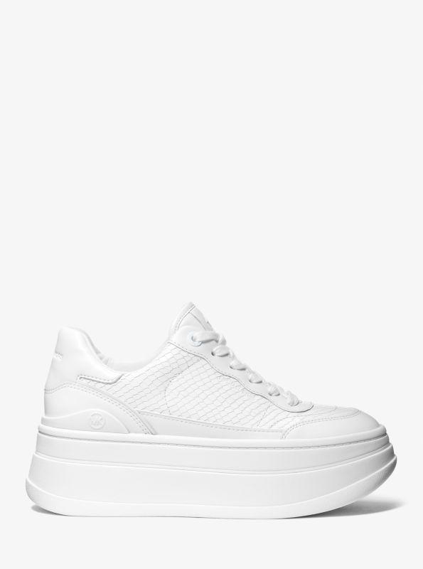 Michael Kors Hayes Snake Embossed Leather Platform Sneaker