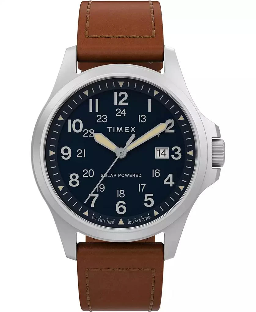 Timex Men's Solar Brown Leather Strap Watch 36 mm 1